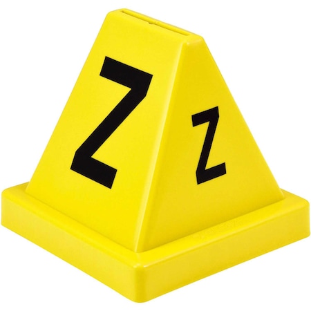 Global Industrial Lettered Cones, A-Z, 4-1/2L x 4-1/2W x 4-3/8H, Yellow 412590